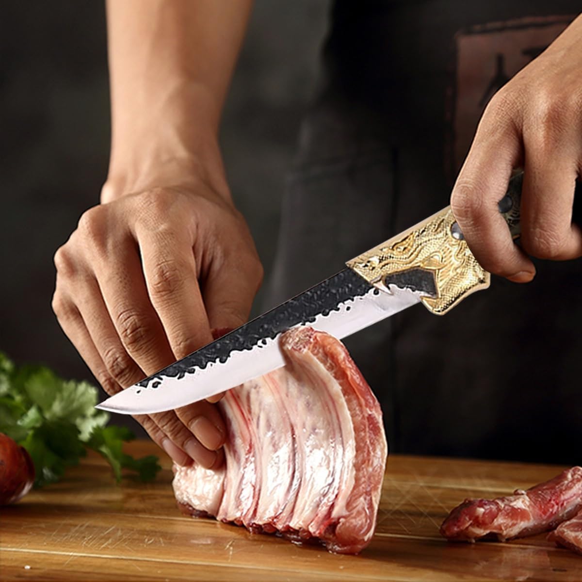Meat Cleaver, Meat Cleaver Stainless Steel Boning Knife Chef Knife Slicing Knife butcher knife Multipurpose Knives Cooking Tools(Style A with Cover)