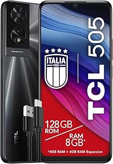 TCL 505-4G Smartphone Display 6.75 HDplus 90Hz 128GB 8GB RAM (4 Plus 4GB RAM Expansion), 50MP Hybrid Camera, Android 14, Batt; 5010mAh, Dual SIM, Space Grey, Additional USB Type-C Cable product image