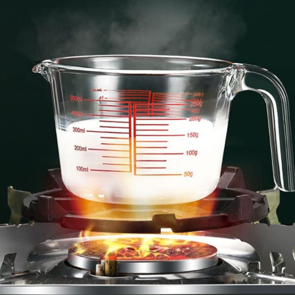 Tasse à mesurer Tasse à mesurer en Verre avec échelle Tasse à Eau Cuisson Échelle Tasse Ménage Tasse à mesurer résistante aux Hautes températures (500 ML)