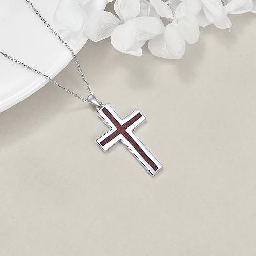 Miniatura 3 de YFN Collar de cruz de plata de ley con colgante de cruz religiosa, regalo cristiano para mujeres y hombres