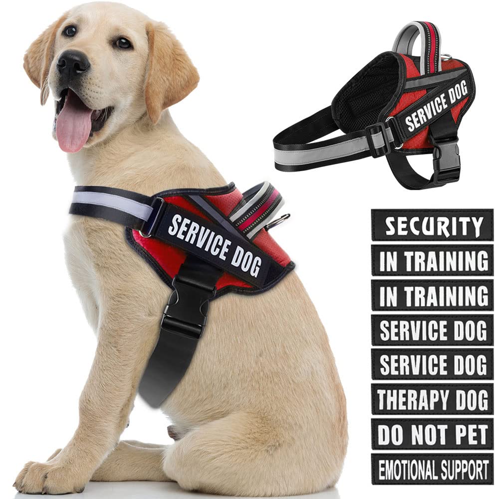 Dog Vest Harness and Patches Set, Animire in Training Service Dog Harness with 10 Dog Patches, Reflective Dog Vest with Handle for Small, Medium,
