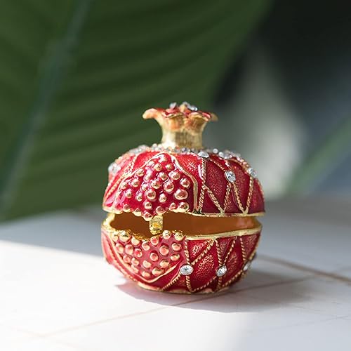 Miniatura 3 de LONGSHENG - SINCE 2001 - Anillo de granada pintado a mano para joyería, caja de baratijas, regalo de boda, figura coleccionable