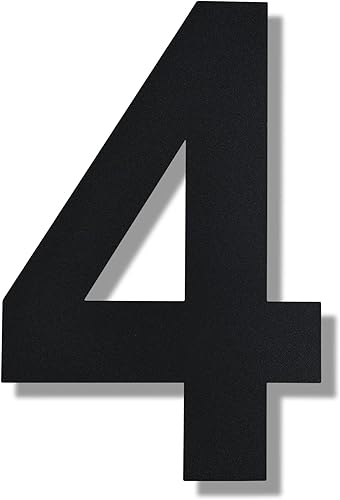 BetLight Números de casa modernos, número de dirección flotante de acero inoxidable de 10 pulgadas de alto para exteriornegronúmero 4