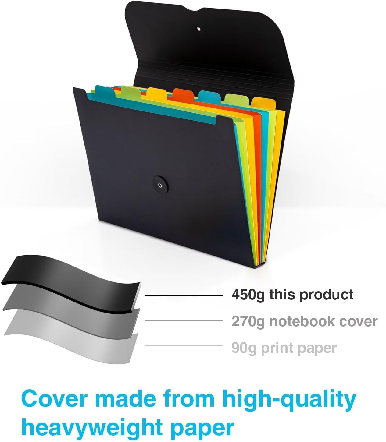 Expanding File Folder Accordion Plastic Free 7 Pocket Rainbow Divider Expandable Folders Organizer Black image 3