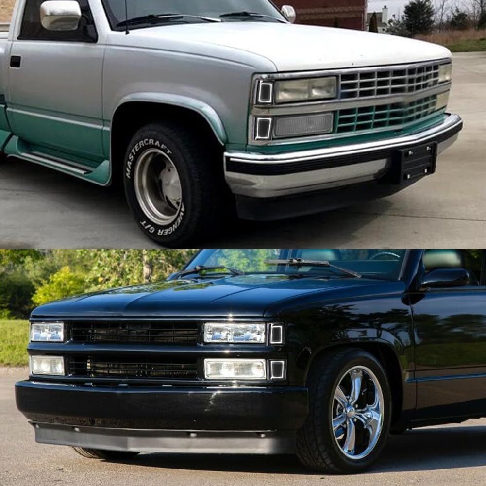 For 1988 1989 1990 1991 1992 1993 C1500 C2500 K2500 K3500 Pickup Suburban Blazer Truck Front Bumper Side Marker Lights Smoked Lens White Led GM2557102, GM2556102, GM2551105, GM2550105