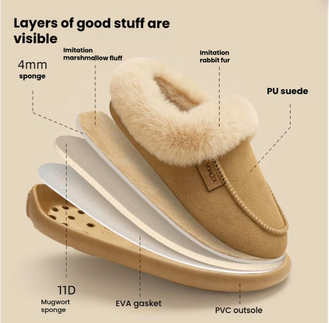 Fuzzy House Slippers for Women Non-Slip House Shoes, Plush Faux Shearling Lining Slippers Indoor or Outdoor - Image 7