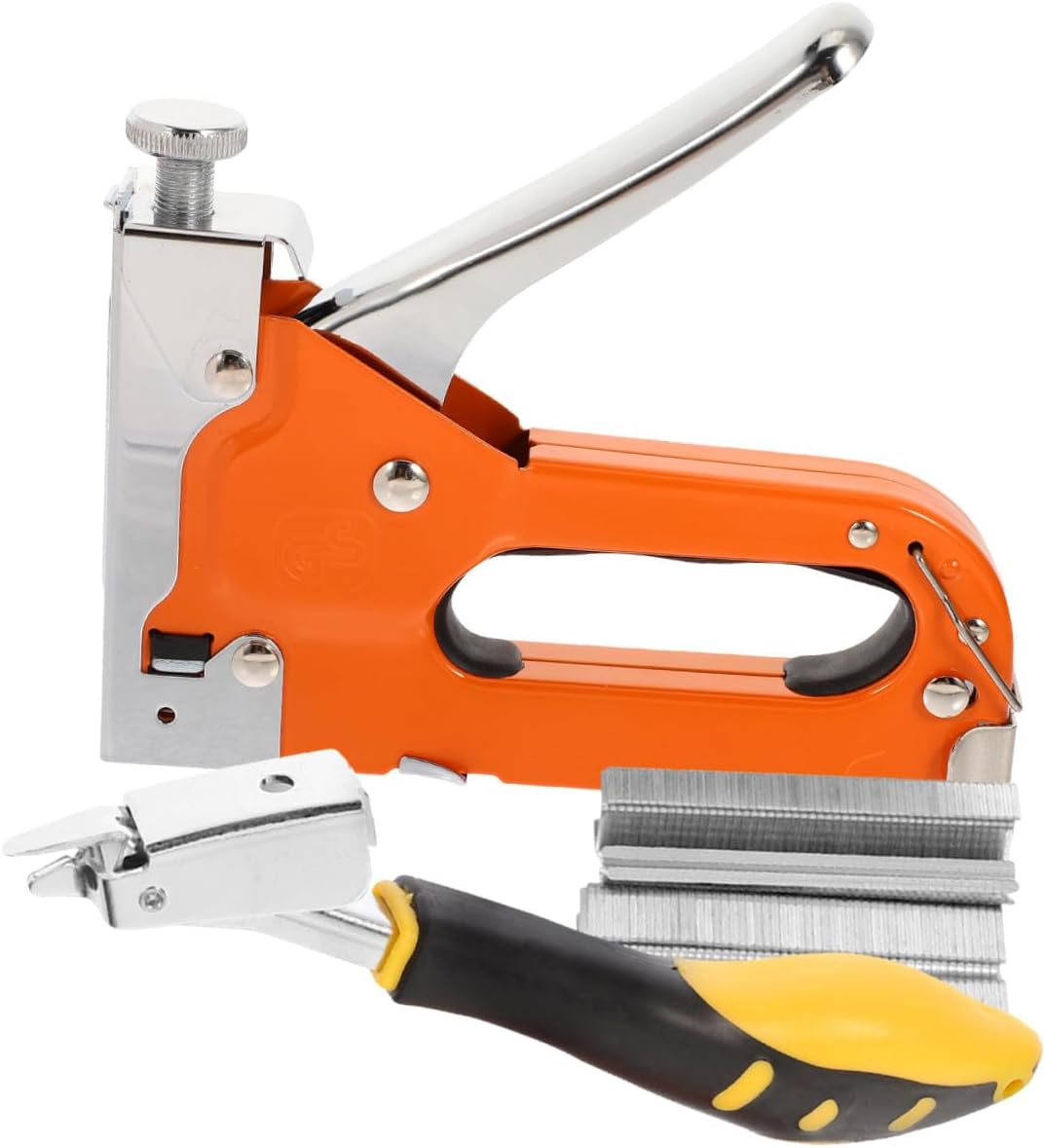 DOITOOL 1set Heavy Duty Manual Stapler Tool for Woodworking Fastening Tool Staples Comfortable Handle for Upholstery and Carpentry Projects