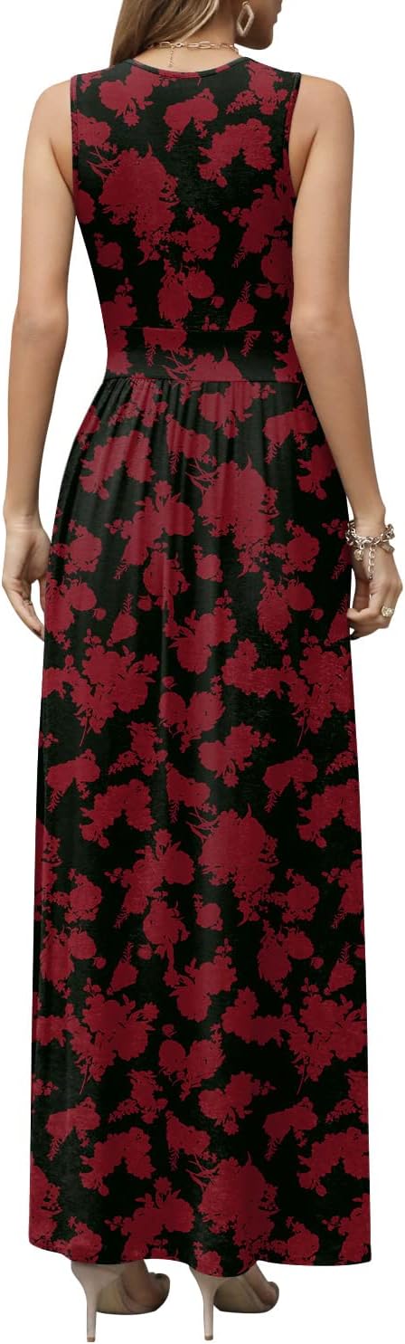 CATHY Women's Casual Sleeveless Deep V Neck Beach Waist Maxi Dresses with Pockets - Image 4