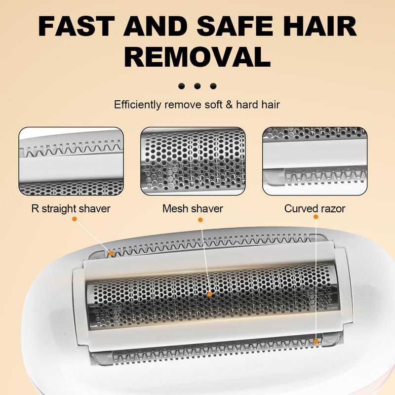 SOLIMPIA HT-559 Professional lady shaver for skin friendly painless shaving system Epilator Razor Face Leg Arm Body Bikini Armpit Hair Remover, USB C Rechargeable, Cordless Electric Epilator, White 4 61edfx NLoL