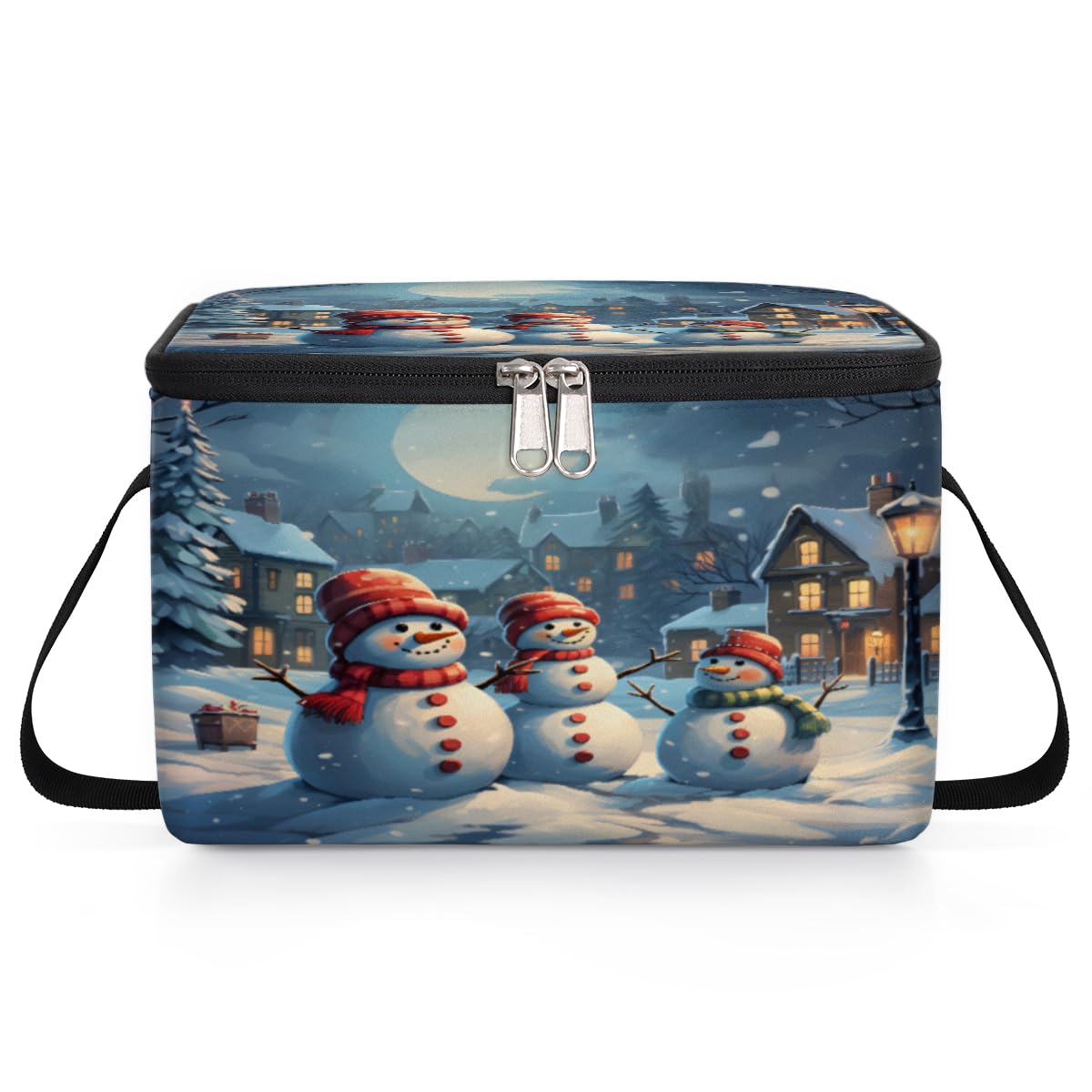 GzLeyigou Snowman Christmas Lunch Bags for Women Men 9 Cans, Hot & Cold Food Delivery Bag Insulated Grocery Bag Insulated Lunch Box Cooler Bag for Office Work Picnic Beach