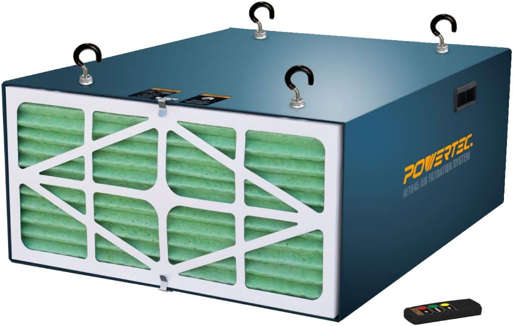 POWERTEC AF4000 Remote Controlled 3-Speed Air Filtration System (300/350/400 CFM) - - 
