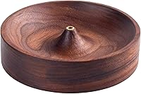 Hongliang Black Walnut Handcrafted Incense Holder - Round Stick Burner with Ash Catcher for Yoga, Spa, Home Relaxation & Gifts (3.5x3.5in)