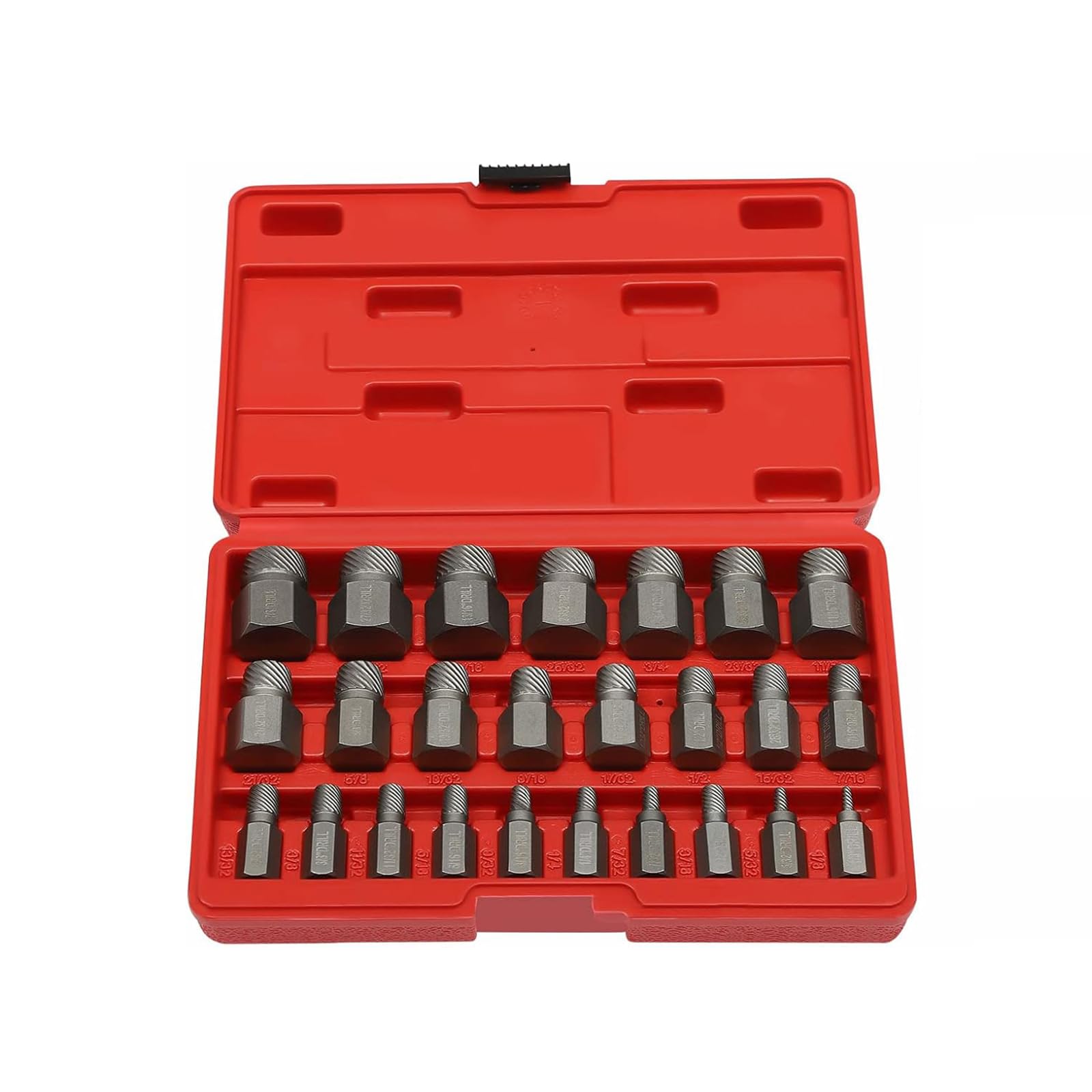 Gertrude 25Pz. Set di Estrattori A Vite Acciaio Efficiente Testa Esagonale Multi Scanalatura Vite Set di Estrattori Spanata Impatto Estrattore di Bulloni per Bulloni, Dadi, Viti Black,One Size