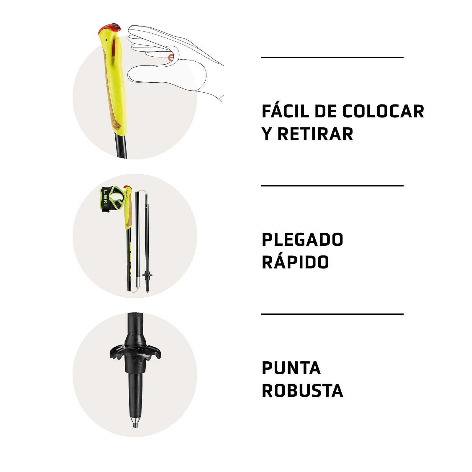 LEKI Evotrail FX.One TA Bastones de Trail Running para Mujer y Hombre | De Aluminio y Plegables | Longitud Fija | Ultraligeros