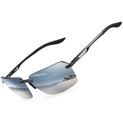 BIRCEN Polarized Rimless Mens Sunglasses: Lightweight & 100% UV Protection