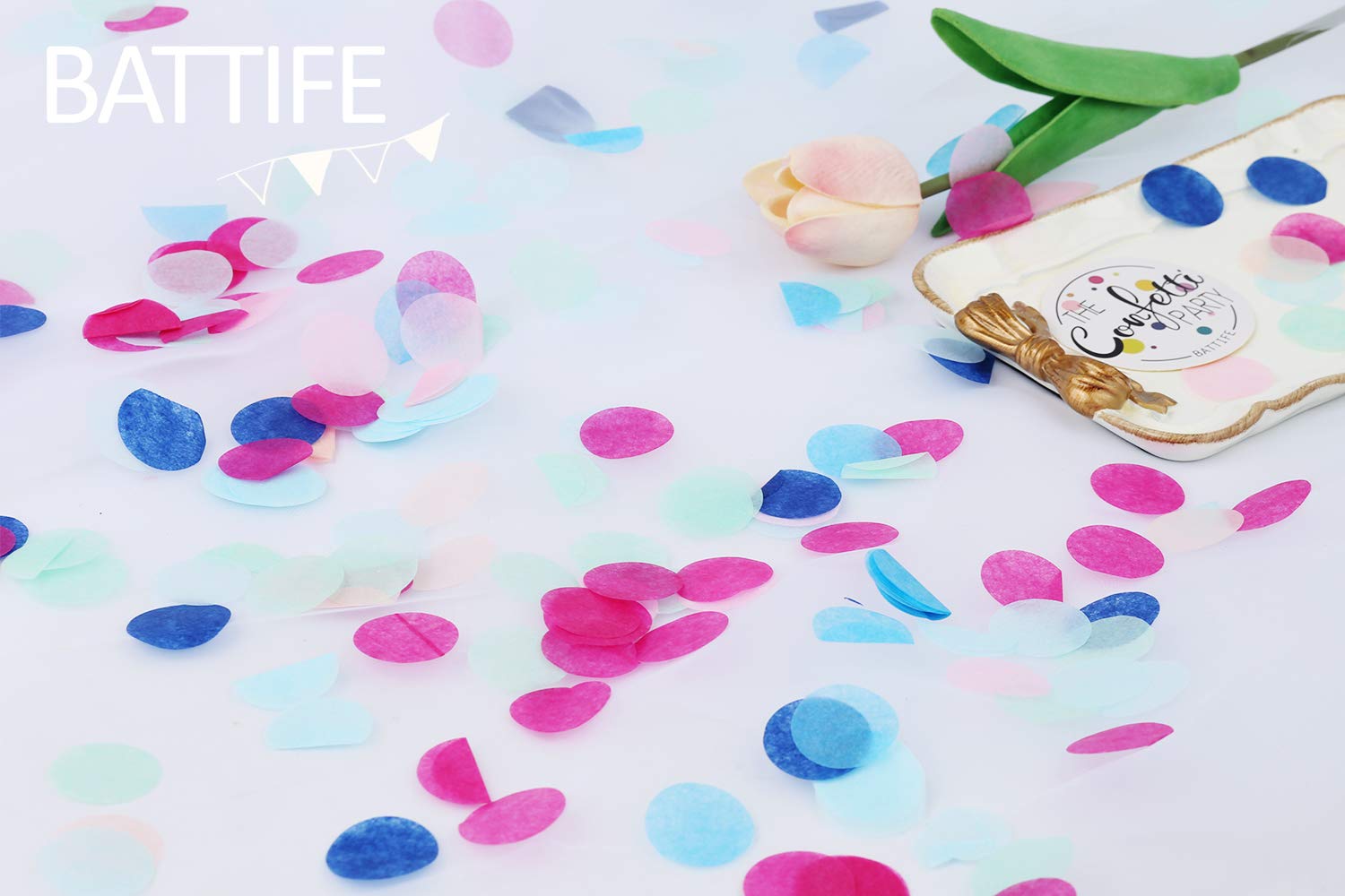Confeti de papel de seda de 25000 piezas, colorido, bolsa grande de 1 pulgada, biodegradable, redondo, para bodas, fiestas de cumpleaños, celebraciones, multicolor 8.8 oz