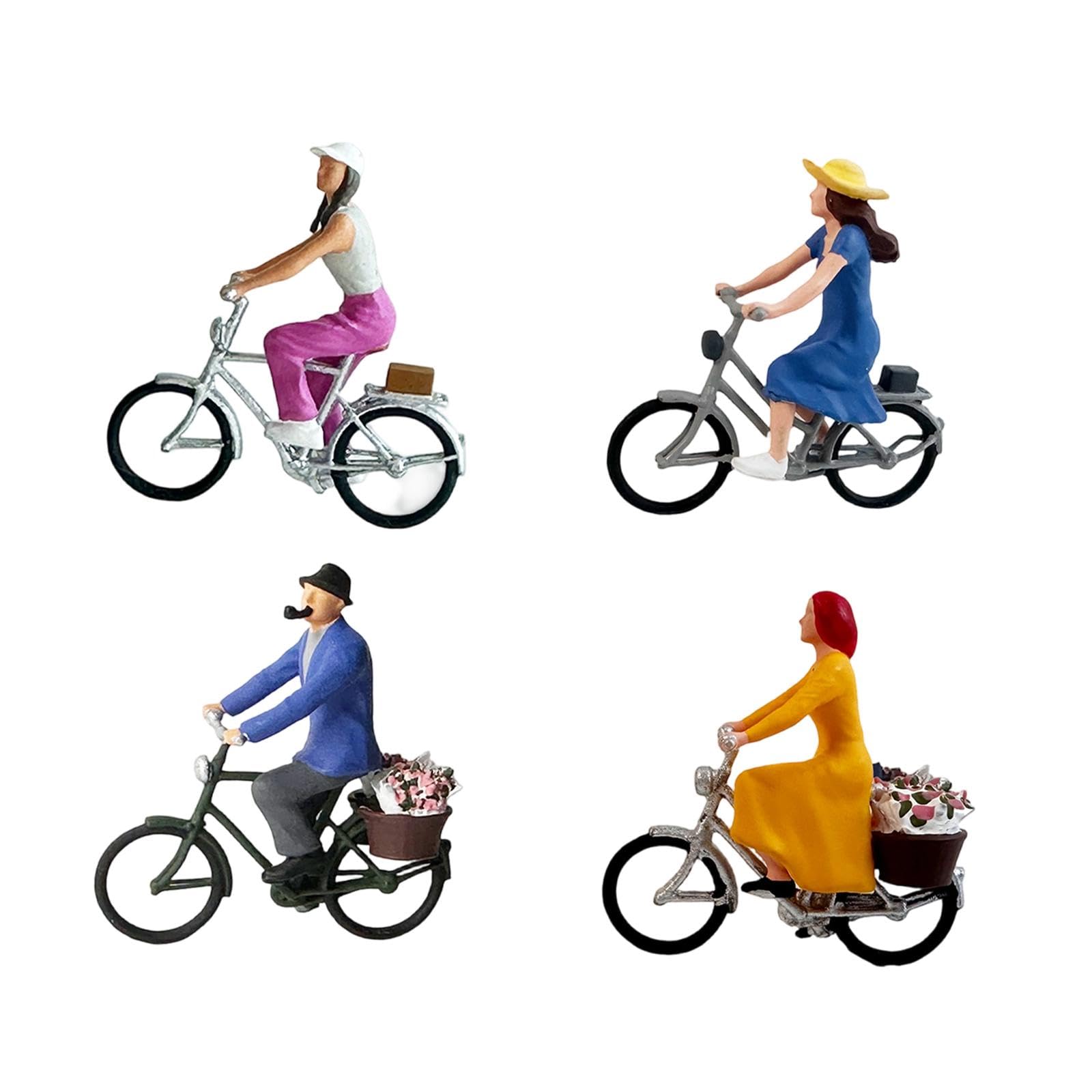 Set di 4 Figure di Ciclisti in 1:87 per Diorami da Giardino delle Fate.