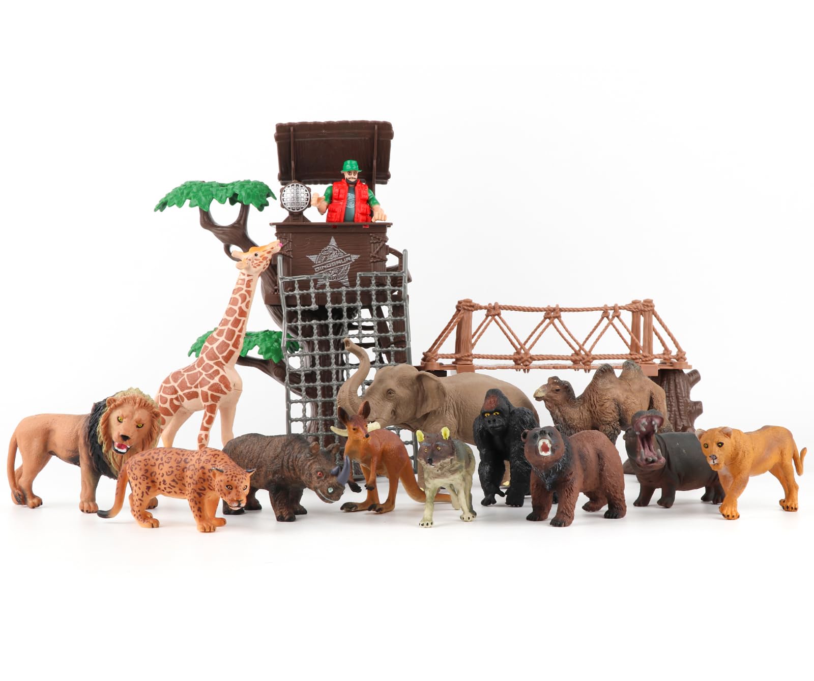 Peagrav Safari Animal Playset - Realistic Figurines, Wild Ranger, Adventure Station, African Jungle Animals for Kids