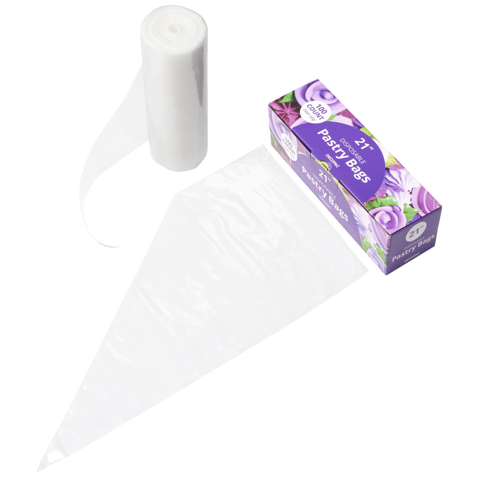 DecoPac 13592 Lot de 100 poches à pâtisserie jetables en plastique transparent
