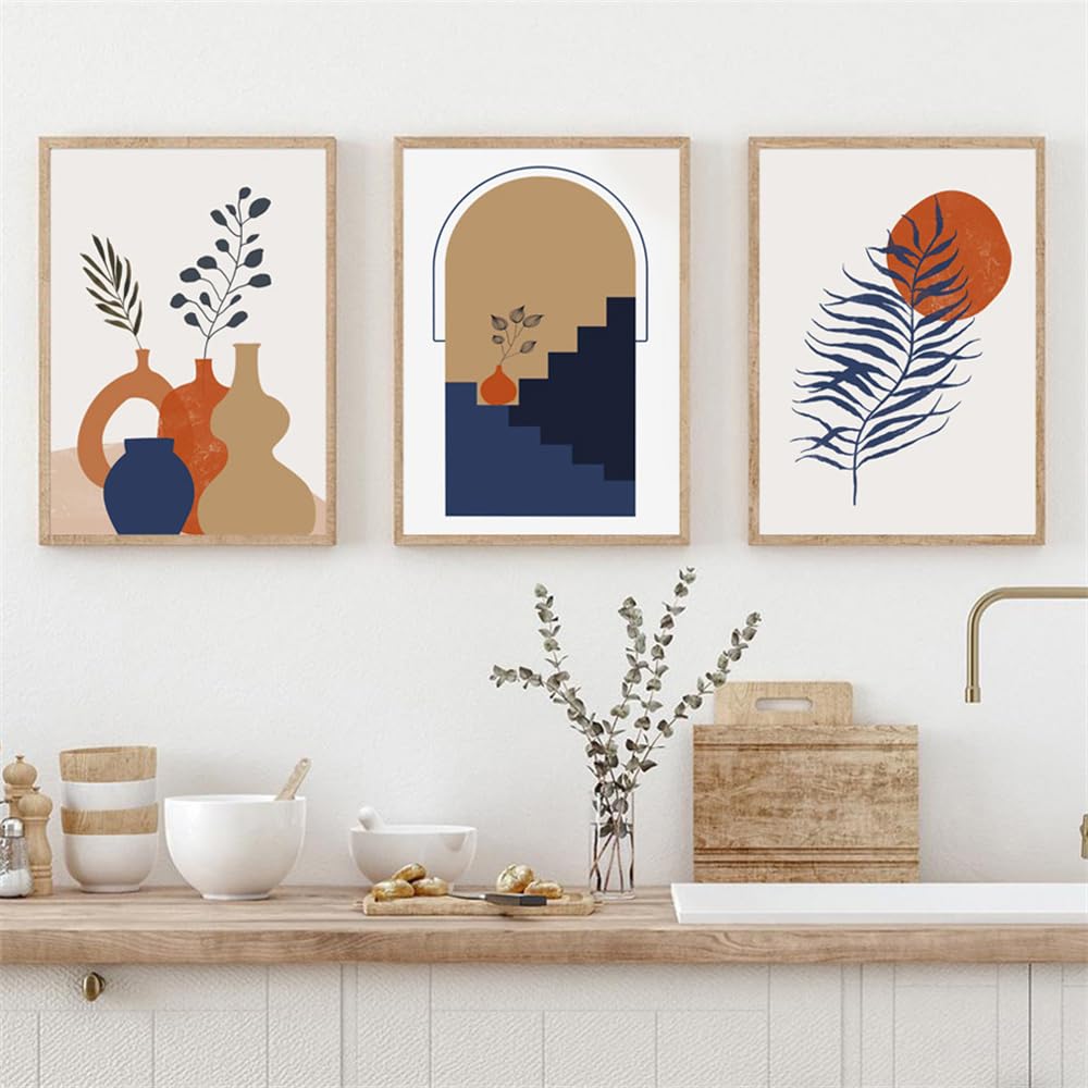 WBYZAC Botanical Posters-Bohemian Abstract Vase Plants Lines Posters and Print Wall Art Canvas Painting Pictures for Living Room Kitchen Home Decor Artwork-60 * 70cm*3PCS (No Frame)