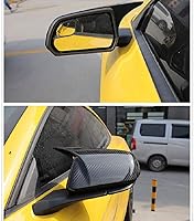 Vista 2 de LEXLEY Cubiertas de espejo de puerta de fibra de carbono, tapa de espejo retrovisor estilo cuerno para Ford 2015-2026 Mustang GT/GT