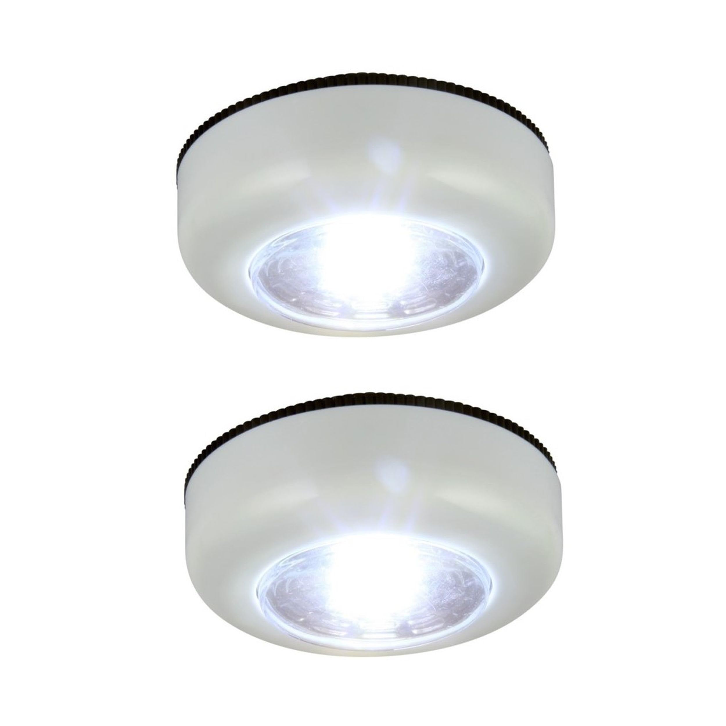 Securlec White Led Push Lights Battery Powered - Twin Pack Stick On Light For Cabinets, Counters, Wardrobe, Cupboard, Basements, Attic, Garage, Shed - 1W Led Cob Light - Wireless Push Lights.