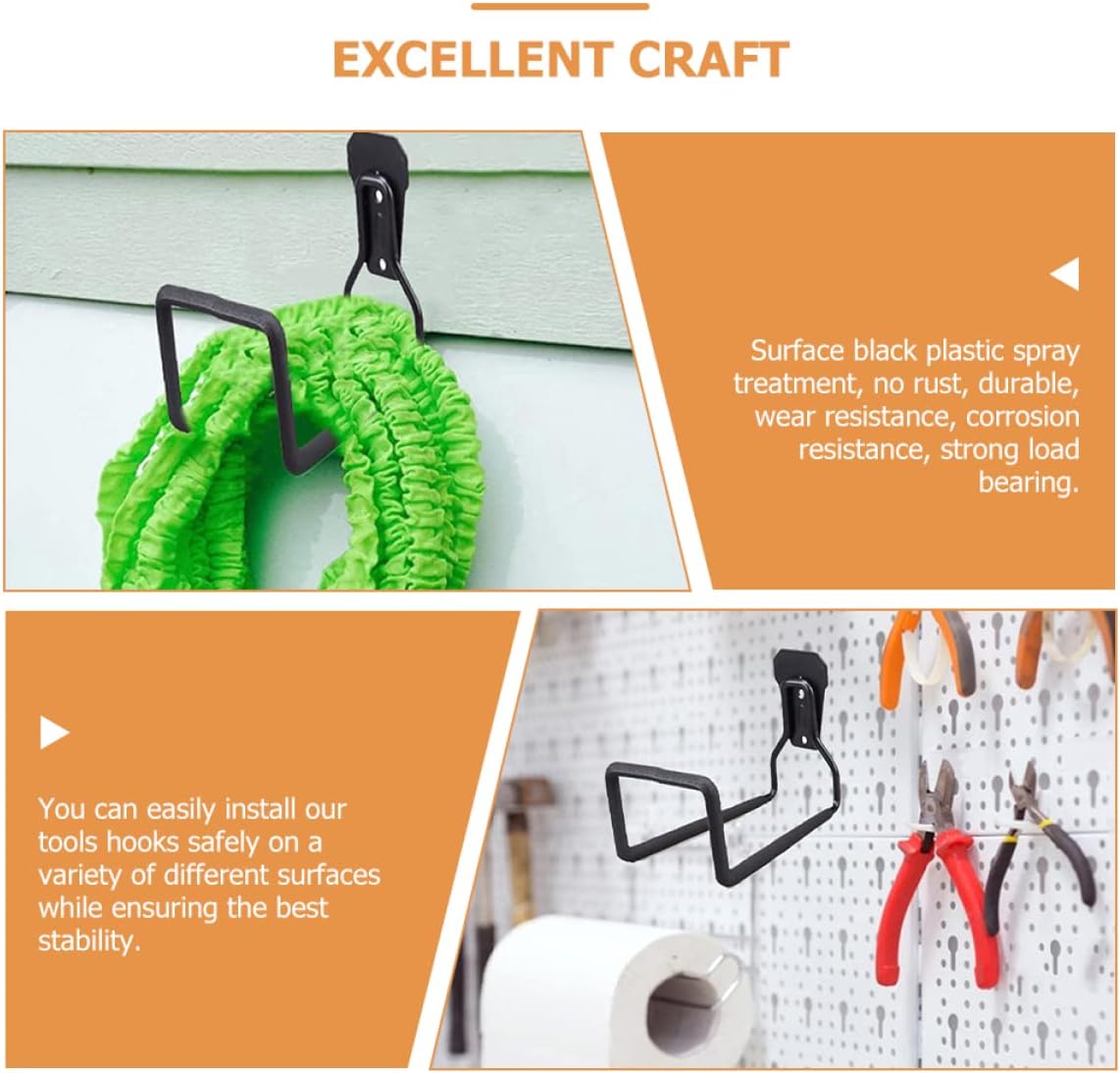 2pcs Heavy-Duty Wall Mounted Hooks for Garage Utility Storage Organizers for Shed Shop Basement Garden Versatile Wall Mount Hooks for Secure Item Holding