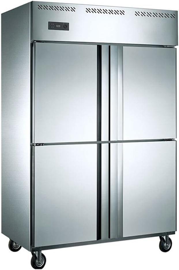 1000 Liter 4-Door Restaurant Kitchen Commercial Stainless Steel Refrigerator Upright Freezer Fridge Reach-in Cabinet Double-Temperature Cold Storage & Freezing 35 cubic feet