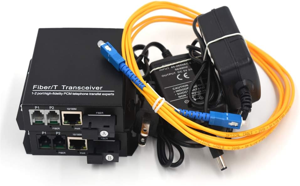 2X POTS Telephone Over Fiber Extender SC - RJ11 Tel Over Fiber Adapter 10/100Mbps Ethernet Over Fiber one Pair
