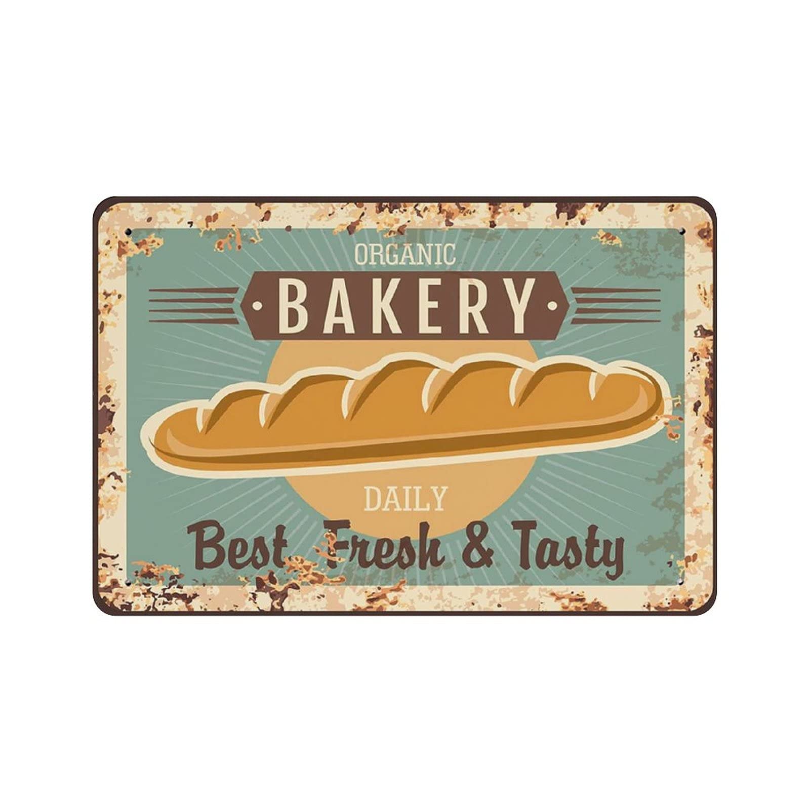 Metal Tin Sign Organic Bakery Vintage Tin Poster Metal Sign Wall Decoration Country Kitchen Home Garage Decor 8"x12"