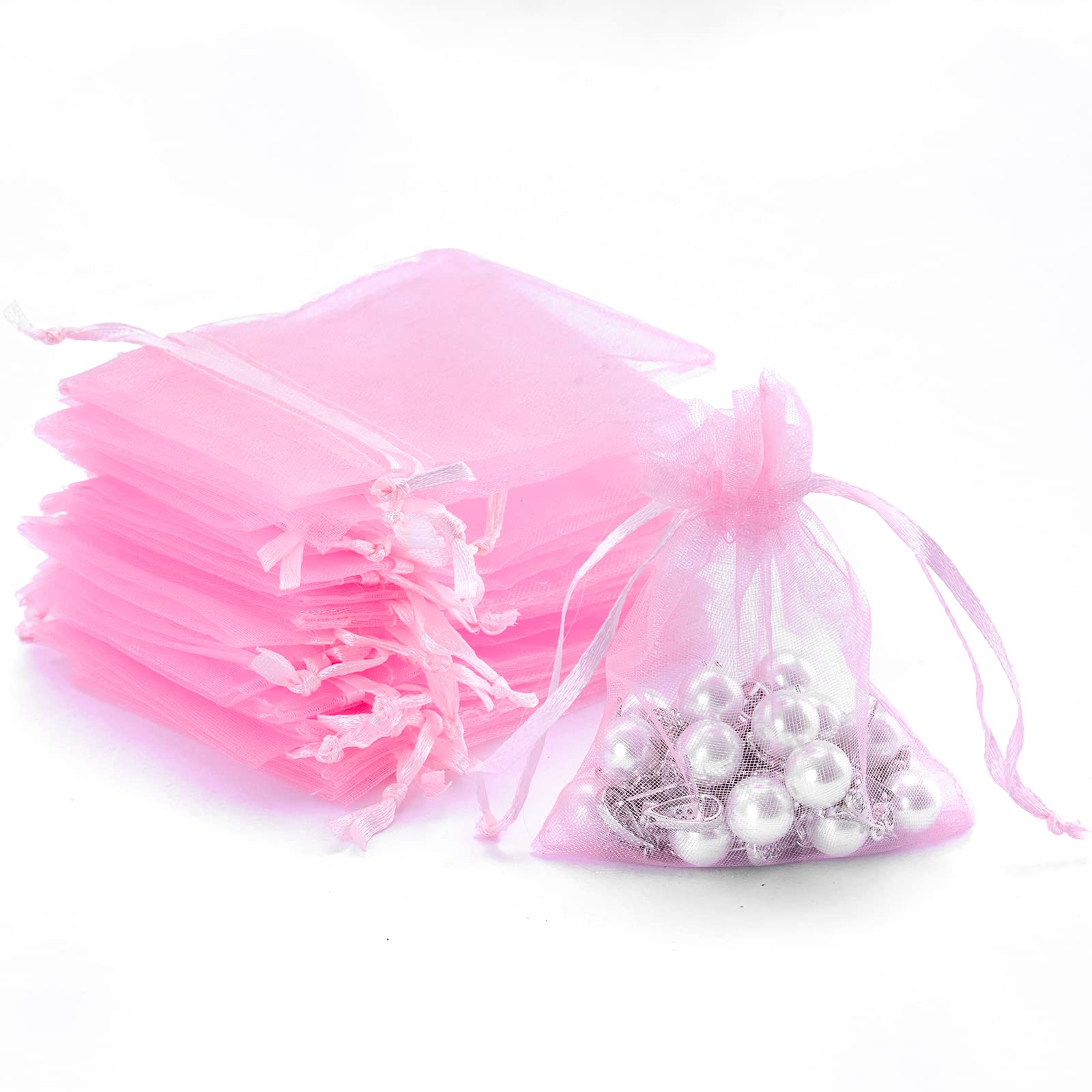 DoGeek 60pcs 2.76" X 3.54" Organza Bags, Mesh Bags with Drawstring Jewelry Pouches Wedding Favour Bag Small Gift Bags Wedding Party Christmas Gift Halloween Candy Bag (White, 9 * 7 cm) — view 22
