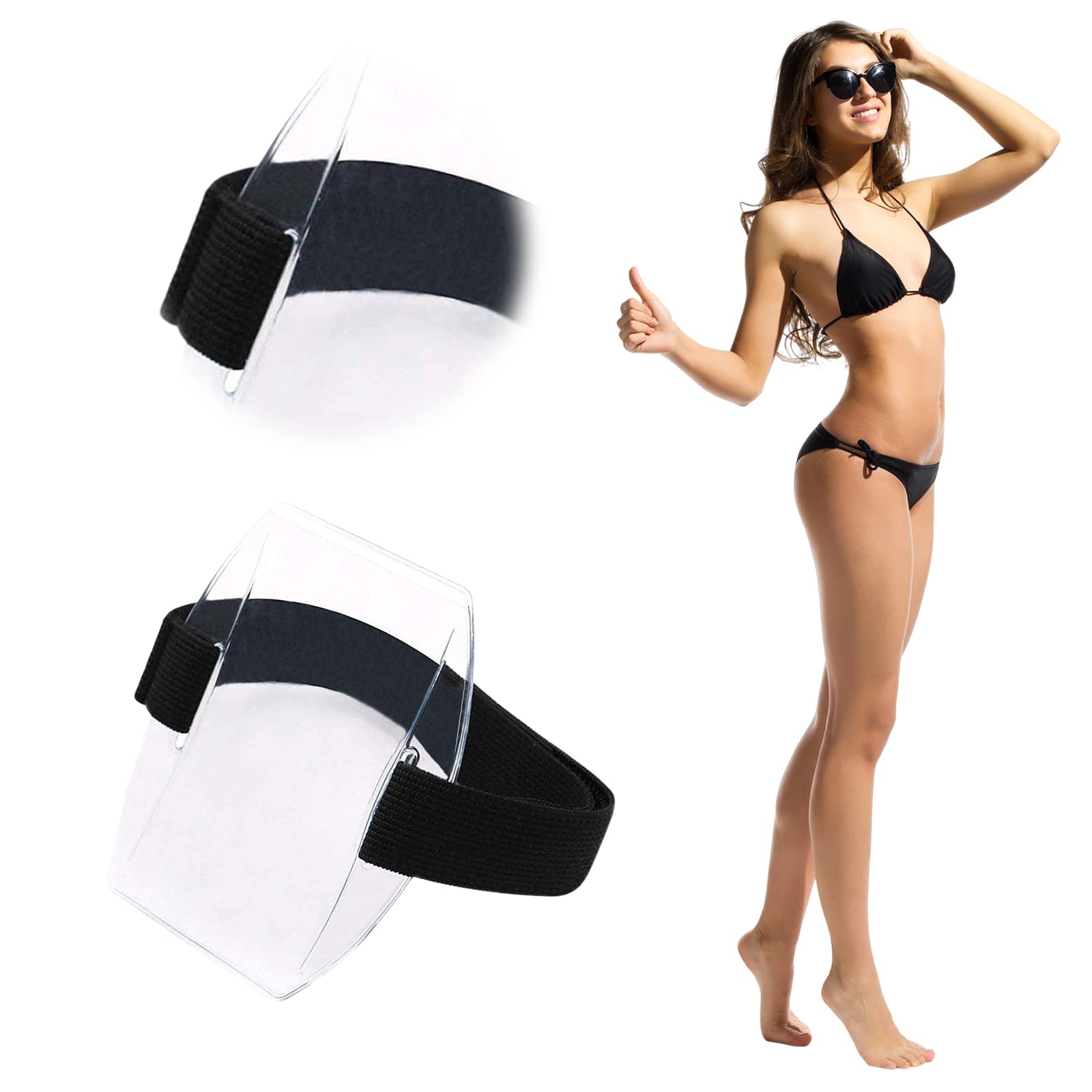 6 Stück transparente Arm-Armbänder, Ausweishalter, Kartenhülle