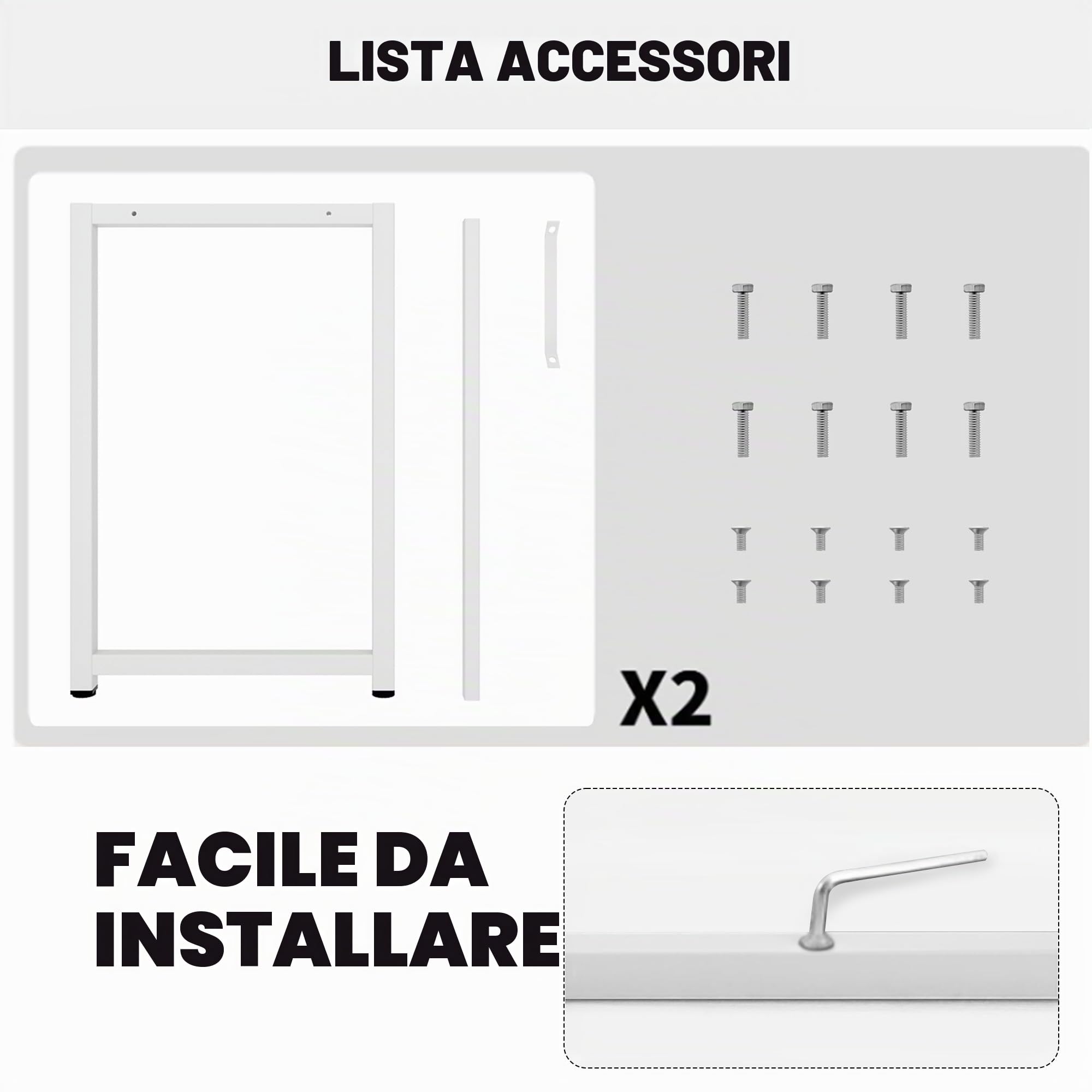 soges Scrivania per computer, piccolo tavolo da lavoro, in legno e telaio in metallo, con supporto, tavolo per laptop, tavolo da studio per casa e ufficio, 80 x 40 cm, bianco