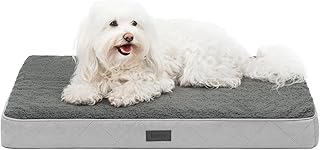 lionto Hundebett orthopädisch, 76x51x8 cm, Robustes Hundekissen mit weichem Plüsch, Bezug abnehmbar & waschbar, wasserabweisend, geeignet für kleine & große Hunde + Katzen, grau product image