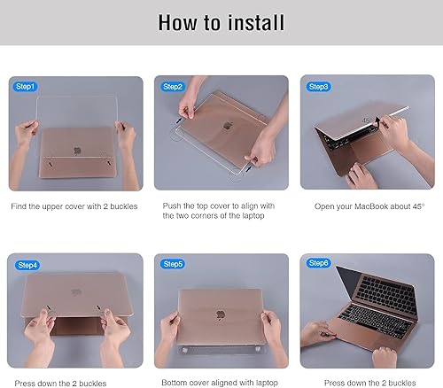 Miniatura 9 de EooCoo Funda rígida compatible con MacBook Air de 13.3 pulgadas M1 Chip 2021-2018 con pantalla Retina, funda protectora de plástico Air de 13.3