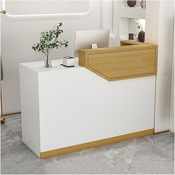 Reception Desk, Reception Counter, Front Counter Desk with Lockable Drawers, Stations Counter Table, Counter Front Desk, Modern Retail Counter, Computer Reception Table, for Home Office Salon Lobby