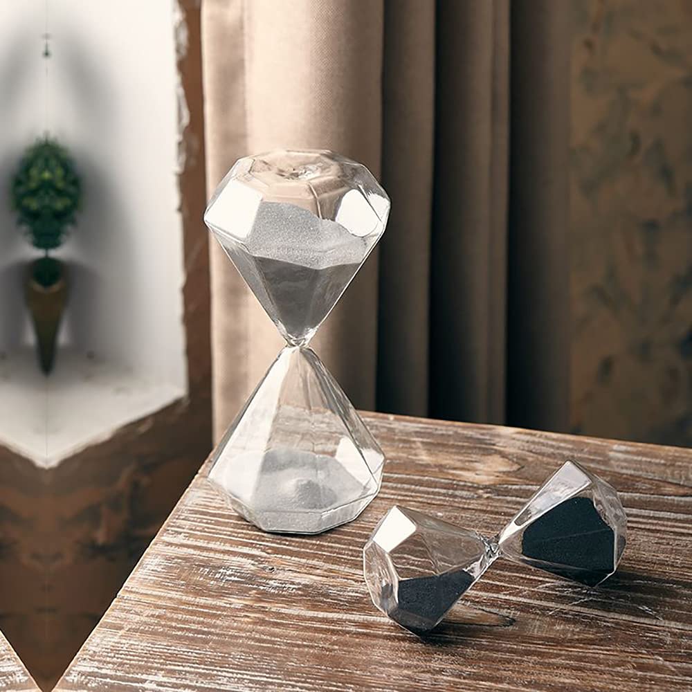 Timer, Sanduhr Timer Kreative Romantische Bunte Mode Diamant Form Glas(Wit)