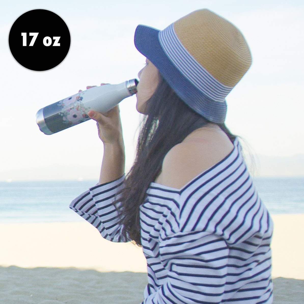 MIRA 17 Oz Stainless Steel Vacuum Insulated Water Bottle - Double Walled Cola Shape Thermos - 24 Hours Cold, 12 Hours Hot - Reusable Metal Water Bottle - Leak-Proof Sports Flask - Cool Mist: Home & Kitchen