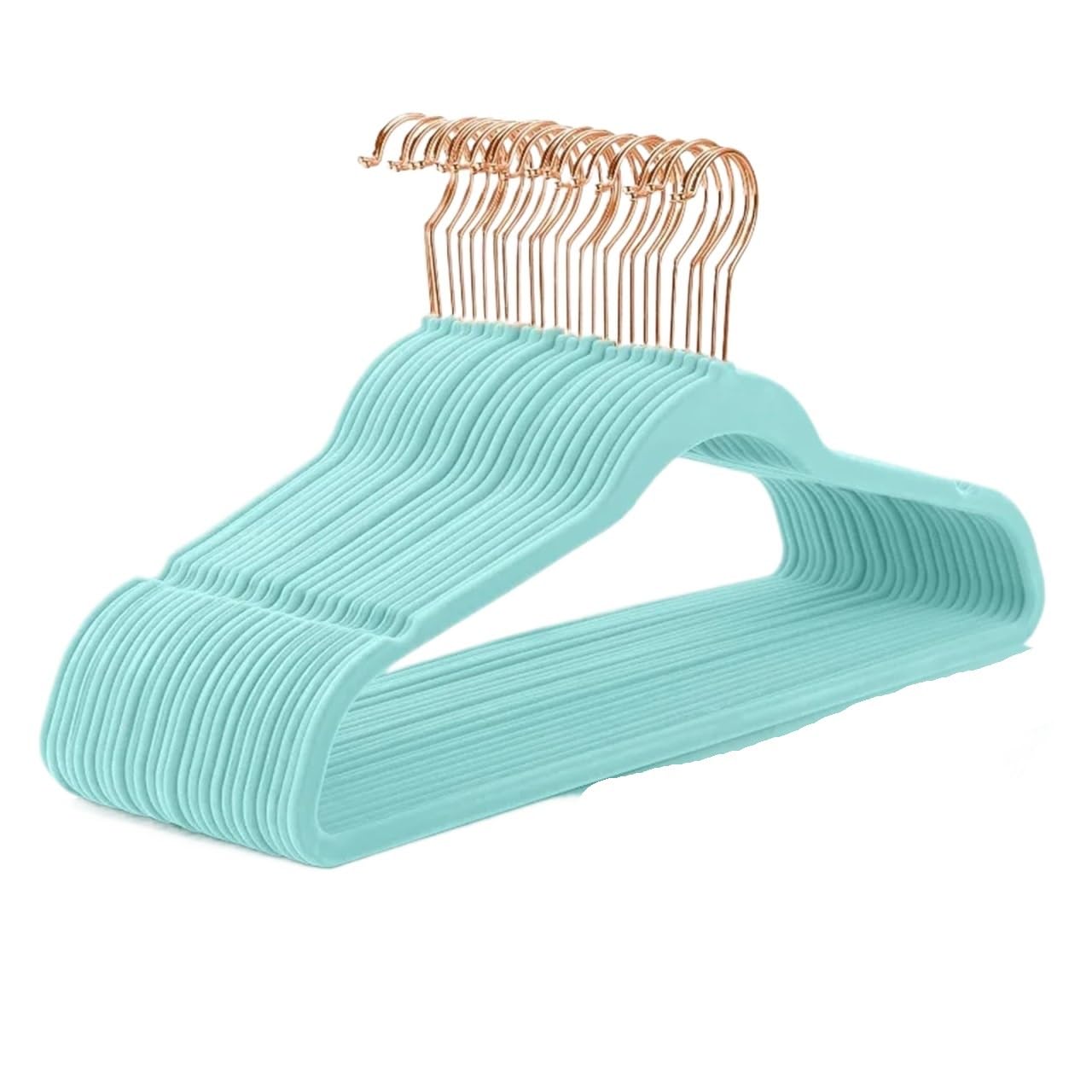 Cintres en velours aqua et rose gold lot de 50 antidérapants pour costume