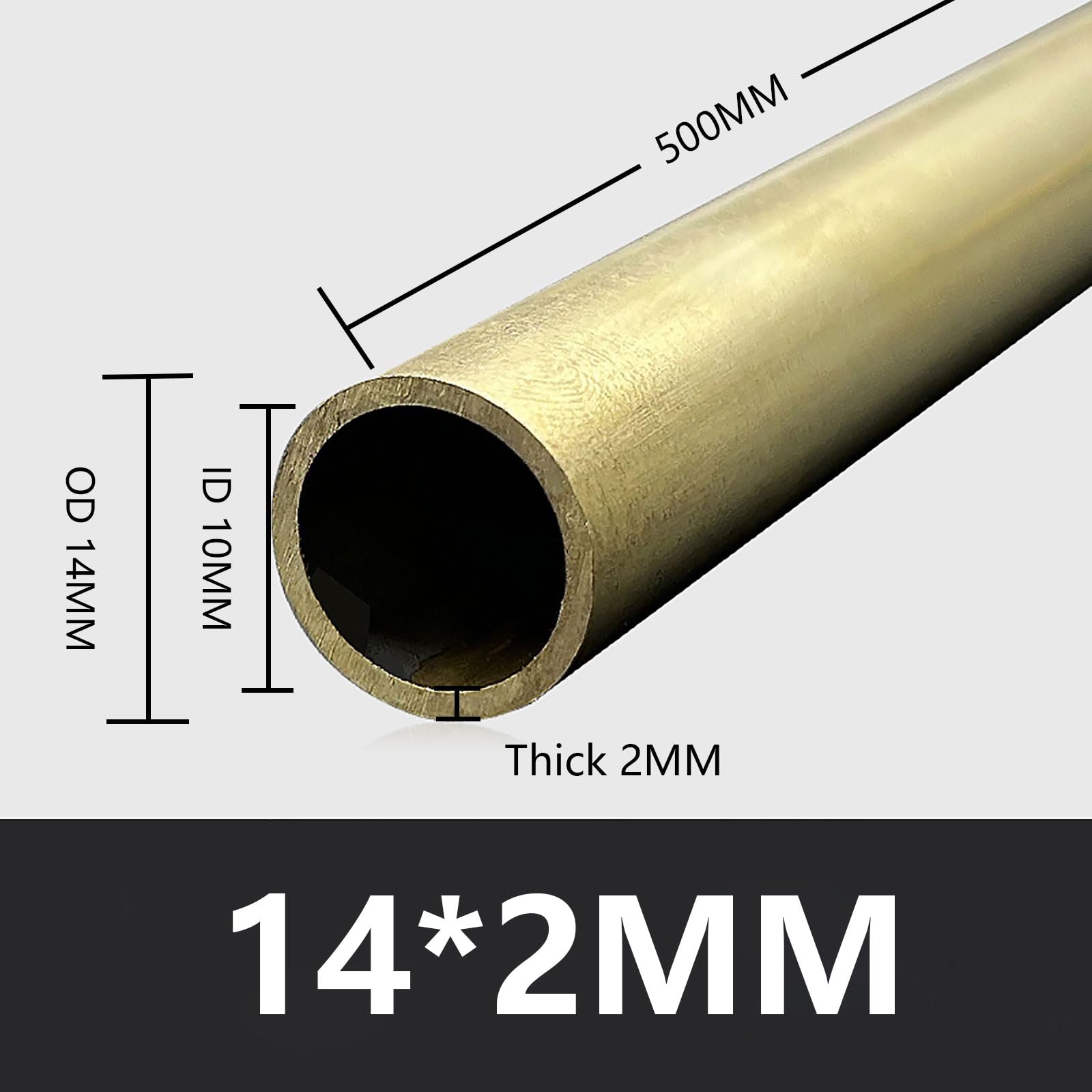 14 mm OD okrągła rura mosiężna 0,5/1/1,5/2/3 mm grubość ścianki × 500 mm długość wysoka wytrzymałość precyzyjne proste rury, 14 * 2 mm