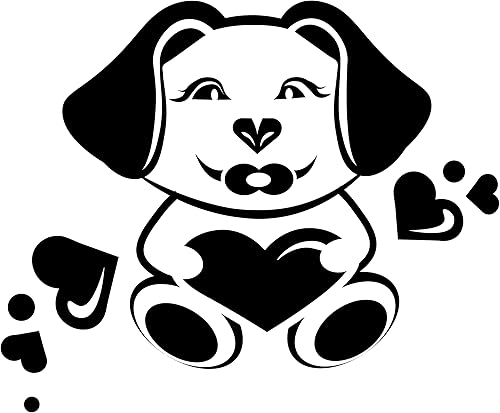 Miniatura 2 de Pegatina personalizada con nombre de niño con imagen de perro lindo con corazón, calcomanías de nombre de pared para niños con dibujo de perro,