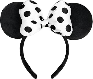 3D Polka Dot Velvet Mouse Ear Hair Bow Headband,Amusement Photography Headband, Fashion Headwear for Women Girls (3D satin white)