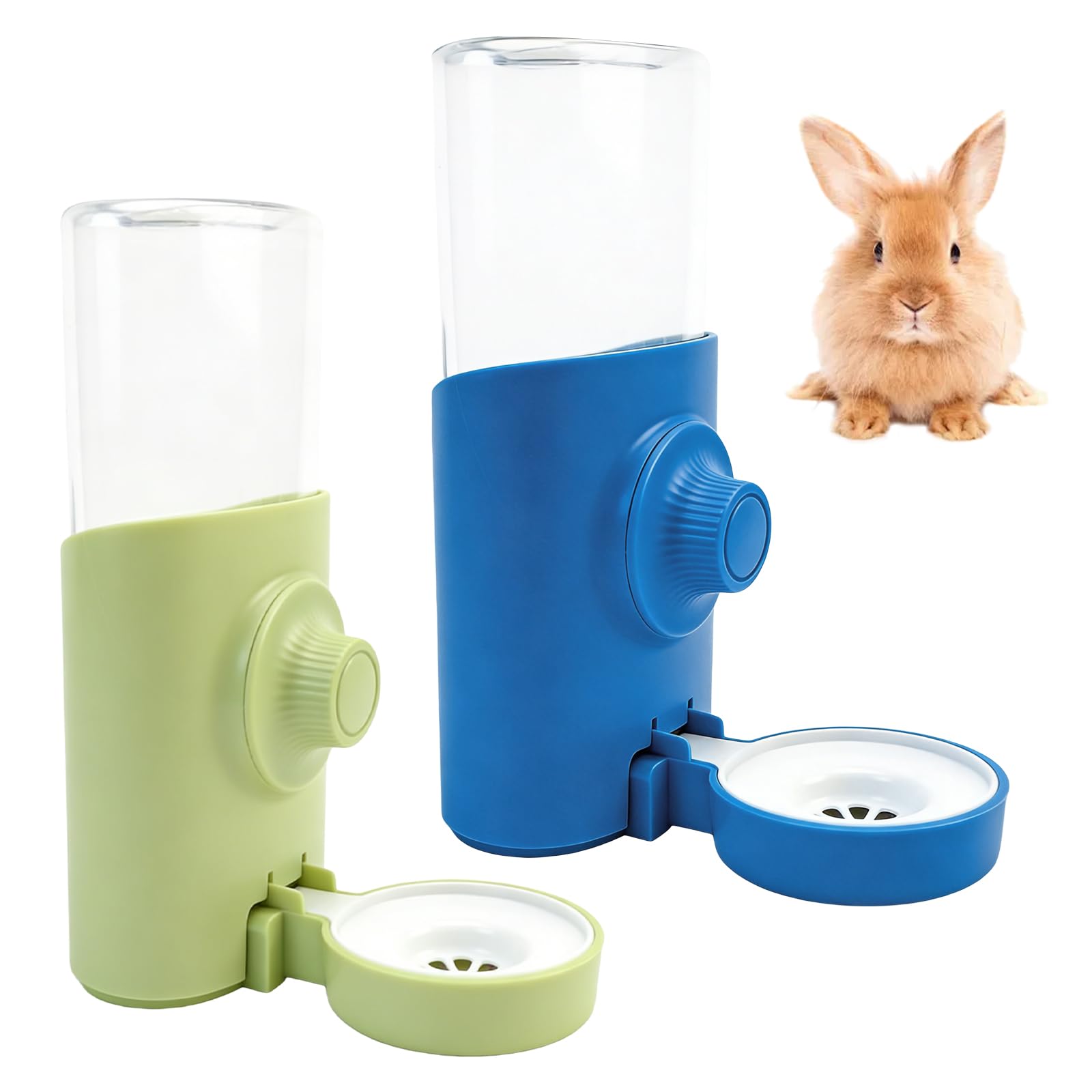 2 unidades dispensador automático de agua conejo: botella colgante para mascotas, botella de agua automática, botella de agua para conejos, chinchilla, erizo, ardilla, hurón (azul + verde, 600