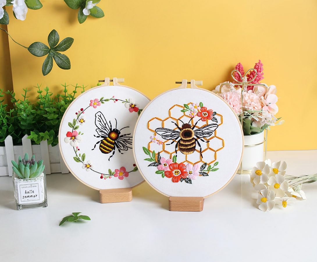 Beginner Embroidery Kit - Bees & Honey Design -5 Beginner Embroidery Kit - Bees & Honey Design -5