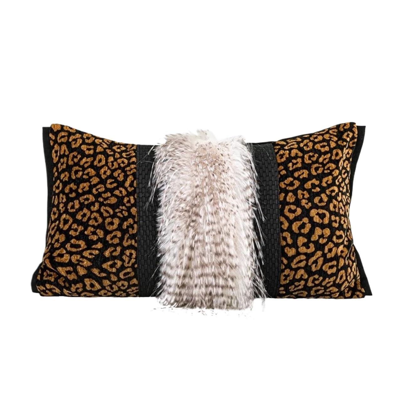 XPJYUA Chenille Pillow Covers Gold Metallic Leopard Panthera Jacquard Lumbar Pillowcase Chenille Oblong Stunning Cushion Cover(30x50cm(NO FILLING))