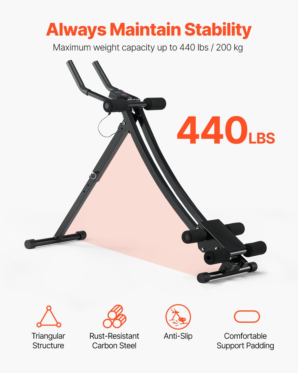 VEVOR Bauchmuskeltrainingsgerät Bauchtrainer AB-Maschine für Fitnessstudio, Bauchtrainer 200 kg Gewichtskapazität, Bauchmuskeltrainer Krafttraining, klappbares verstellbares Fitnessgerät Schwarz