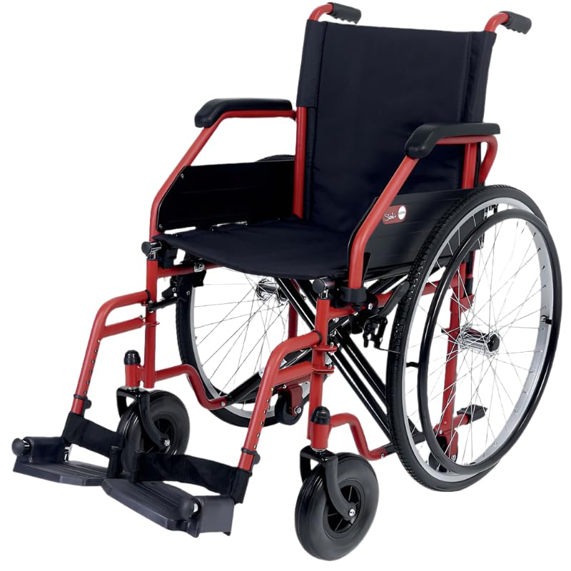 Dortomedical® Silla de Ruedas Estrecha para Casa y Calle Plegable Acero Ancho Asiento 40 cm Resistente 130 Kg