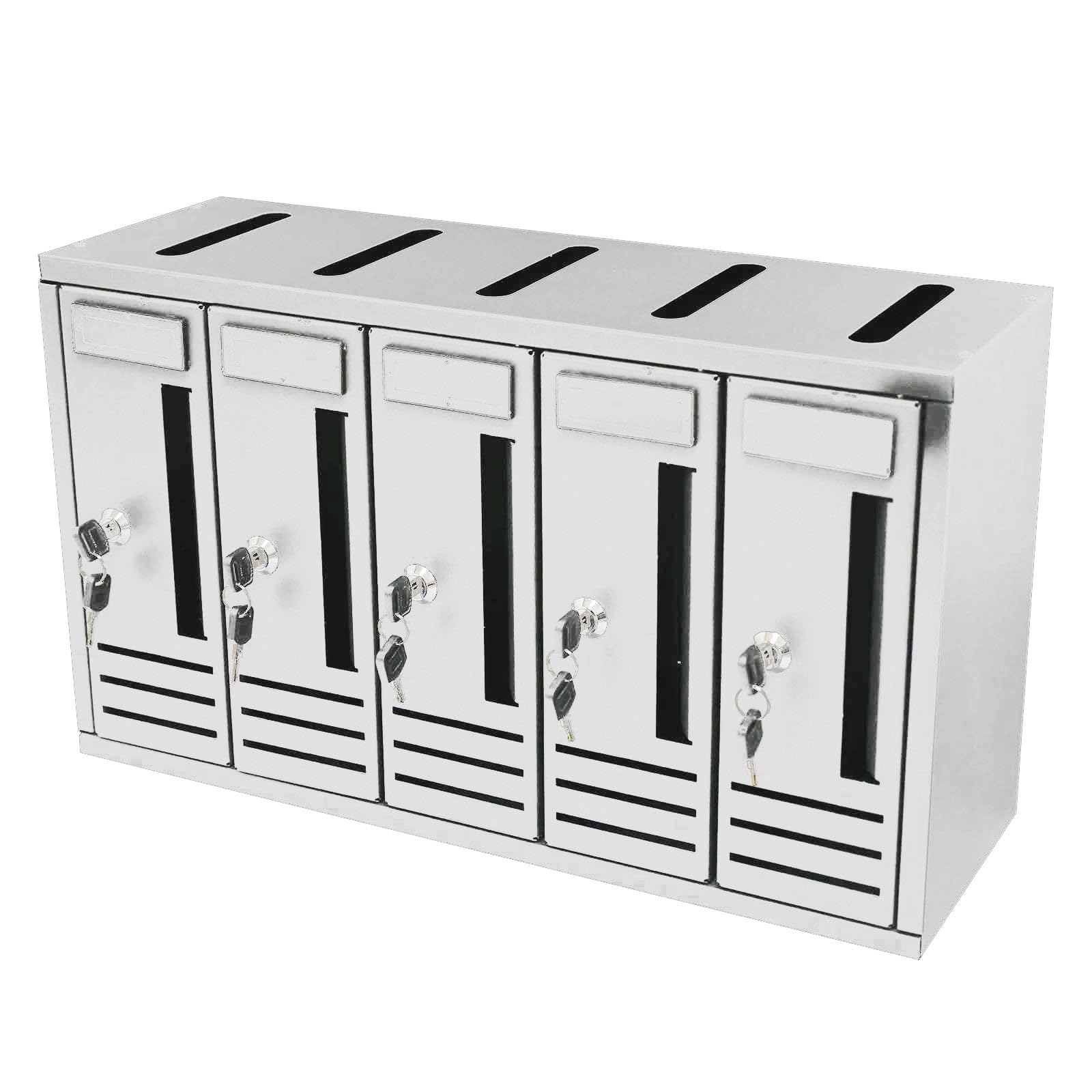 La zappa Buzón de correos modular para pared, buzón de exterior, de acero, fabricado en Italia (5 plazas/blanco)
