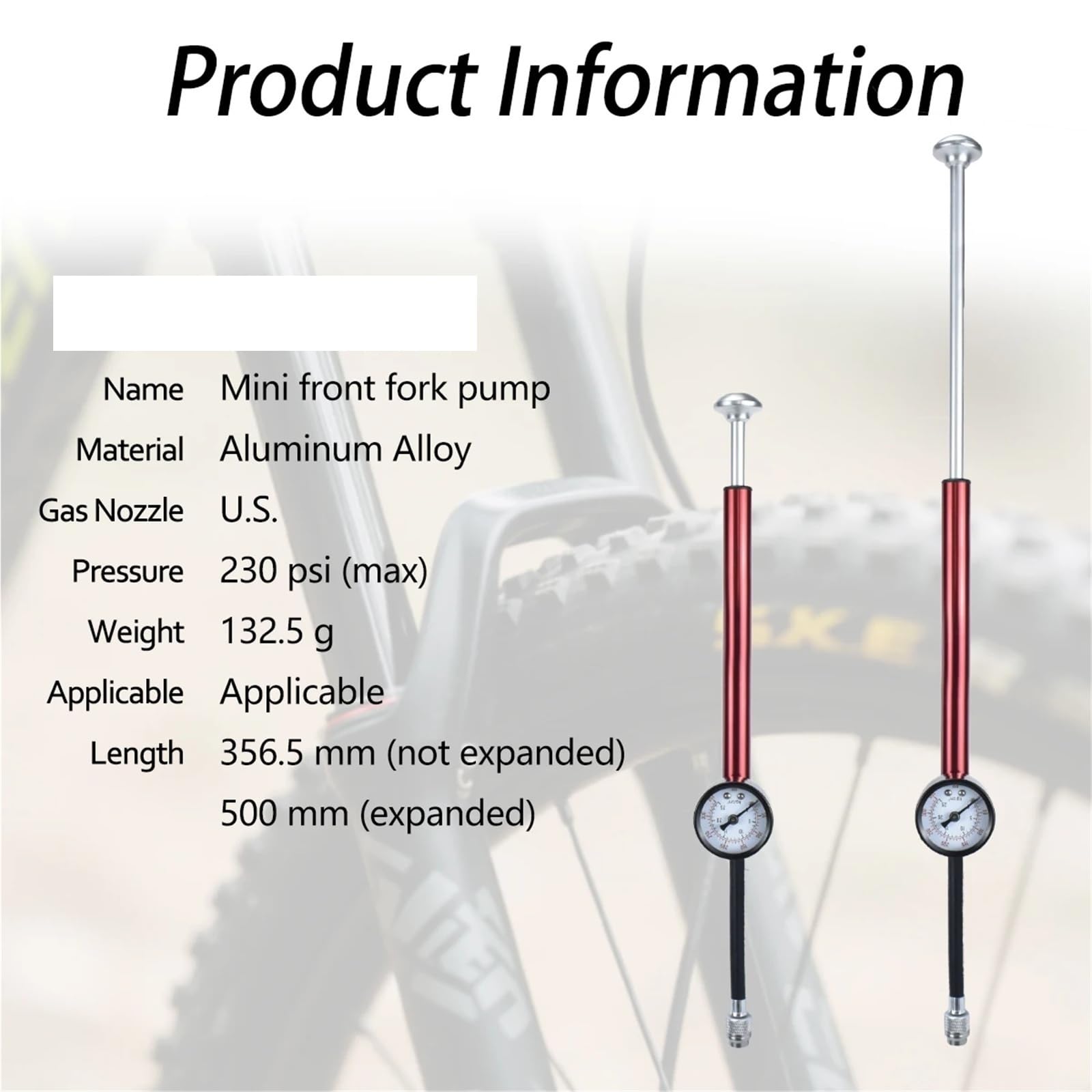 Ctrepower Tragbare Hochdruck-Fahrradluftpumpe (230 psi) mit Manometer for Federgabel und Hinterradfederung (Mountainbike) Für Basketball, Fußball und Volleyball