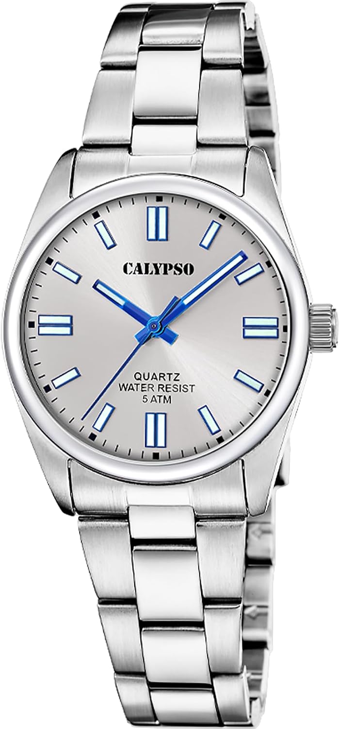 Calypso K5863/2 K5863/2 Basic Orologio da donna analogico in acciaio inossidabile 316L argento Movimento al quarzo Vetro minerale ad alta resistenza Orologio impermeabile 5 ATM